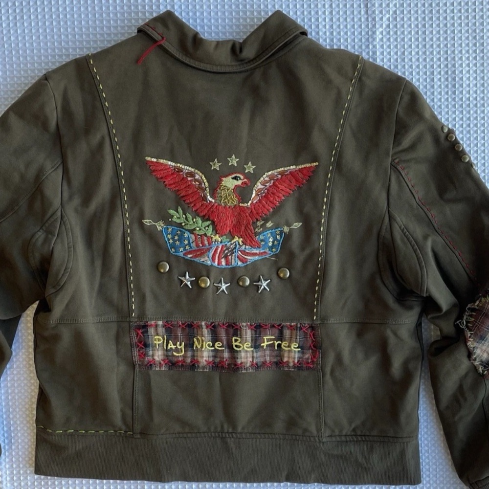 Double D Ranch jacket play nice be free embroidered eagle freedom jacket patches